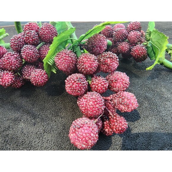 Vintage Pier 1 Lot Of 4 Bunches Sugared Beaded Grapes Purple Green Fake Fruit - Picture 2 of 3